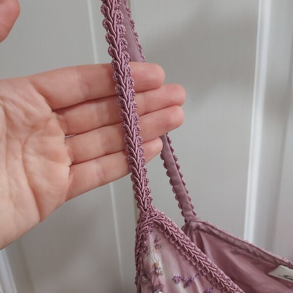 TANNER FLETCHER Celeste Mauve Floral Sequin Chiffon Slip Dress - Picture 5 of 12